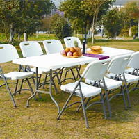 Table pliante rectangulaire en plastique bon marché pour banquet en plein air, 6 pieds, pour mariage
