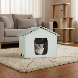 Abri pliable vert pour chat, taille moyenne, en tissu Oxford respirant, style simple pour intérieur - Product Image 2