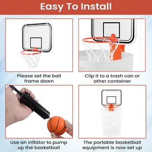 Ensemble <span class=keywords><strong>de</strong></span> jeu <span class=keywords><strong>de</strong></span> basketball portable en plastique pour intérieur, pliable et durable, avec <span class=keywords><strong>panier</strong></span> à clipser, panneau <span class=keywords><strong>de</strong></span> <span class=keywords><strong>basket</strong></span>, ballon gonflable, pompe et <span class=keywords><strong>poubelle</strong></span> inclus - Product Image 4