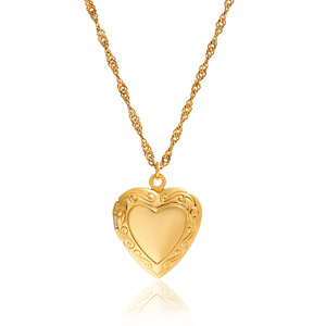 จี้รูปหัวใจพร้อมกรอบรูป สร้อยคอชุบทอง 18K สแตนเลสสตีล สำหรับผู้หญิง ของขวัญ เครื่องประดับ - Product Image 5