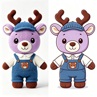 Figurine de renne en peluche tricotée, crochetée à la main, jouet en peluche doux, artisanat personnalisé, vente en gros de jouets personnalisés