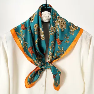 toub Wome England Style silk scarf Individual Yellow 70*70cm MOQ