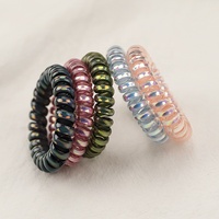Ensemble de 5 pièces de pinces de cheveux colorés pour femmes, cordon de téléphone élastique en spirale, sans pli, attaches de téléphone assorties