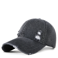 Gorra de béisbol de 6 paneles de mezclilla desgastada y rasgada, estilo vintage, con efecto deshilachado, tipo Dad Hat, ajustable, de algodón, tipo Trucker, para hombre y mujer
