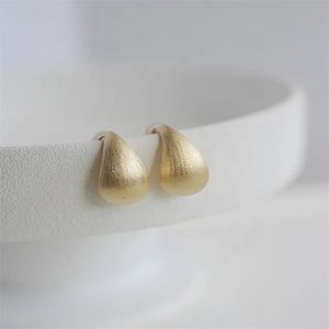 Boucles d'oreilles pendantes en forme de goutte d'eau, or véritable 18 carats, finition givrée, tendance Xinfly. - Product Image 1