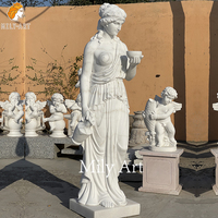 Escultura de Estatua de Hebe de mármol tallada a mano de tamaño natural MILY estilo griego para Villa al aire libre patio jardín