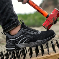 Chaussures de sécurité à embout d'acier unisexe, anti-perforation, respirantes, en tissu Fly-knit intégral, légères, coupe basse pour le printemps, l'été et l'automne