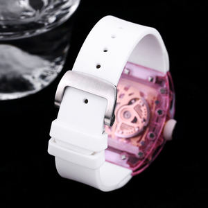 Montre-bracelet rose en cristal pour femme, magnifique mouvement tourbillon étanche sertie de diamants, idéale pour les soirées et les séances photo - Product Image 6