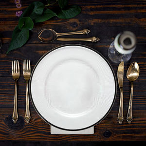 للبيع بالجملة زجاج شفاف مستدير لحفلات الزفاف بحافة سوداء - Product Image 6