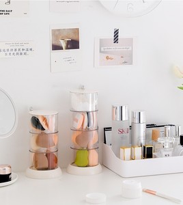 Trong suốt bột phun bông vẻ đẹp trứng xoay nhiều lớp chống bụi kệ lưu trữ Máy tính để bàn hộp Ins - Product Image 4