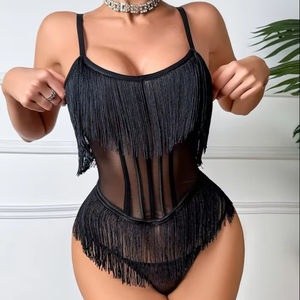 Lencería Sexy transparente exótica para mujer, corsé con flecos y borlas, conjunto de 2 piezas, disfraz de fiesta <span class=keywords><strong>Sensual</strong></span> para chica caliente, ropa de discoteca de baile - Product Image 2