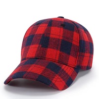 Op maat gemaakte Buffalo Plaid Baseball Cap 6 Panel Flanellen Rood Marine Ruit Verstelbaar Unisex Buiten Winter OEM Groothandel Lage MOQ