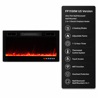 Cheminée électrique encastrable fine de 30 pouces certifiée CTUVus, murale, 1500W, avec contrôle intelligent WiFi Tuya, flamme LED linéaire, chauffage OEM