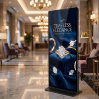 Kios Iklan Layar Penuh Tipe Lantai 55 65 75 85 98 Inci Layar Sentuh LCD Interaktif untuk Penggunaan Ritel Dalam Ruangan