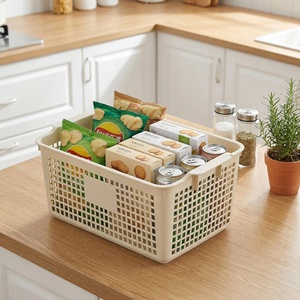 <span class=keywords><strong>Panier</strong></span> de rangement moderne en plastique écologique, en PP de qualité alimentaire, respirant, ajouré avec poignées pour salle de bain, cuisine, bureau - Product Image 4