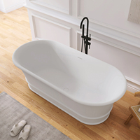 Baignoire autoportante moderne en surface solide pour salle de bain, en pierre artificielle