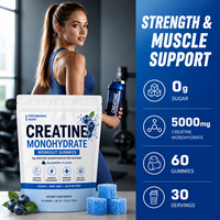 Gummies de créatine monohydrate végétaliennes sans sucre, supplément pré-entraînement énergétique pour la prise de masse pour hommes, marque privée OEM disponible