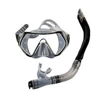 Lunettes de plongée en deux pièces avec lentilles en verre anti-buée et tube respiratoire Ensemble de plongée en apnée Masque de plongée en silicone PVC