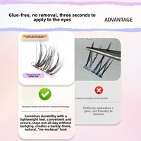 Faux cils synthétiques 5D auto-adhésifs sans colle, tiges fermes, effet naturel, doux, légers et naturellement recourbés, en forme de petite fleur.