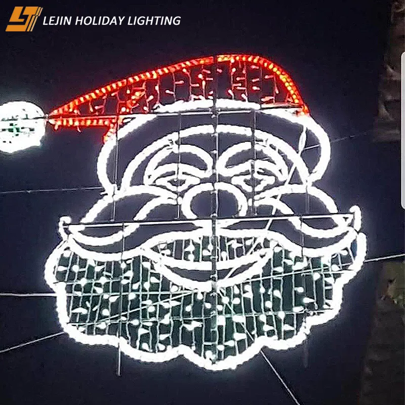 LJ holiday lighting new design for led outdoor street decoration motif 2D Santa Claus lights