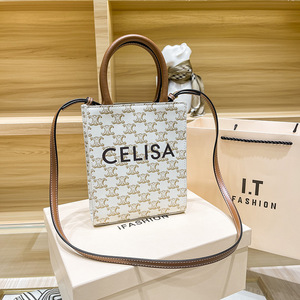 Bolso Tote de Cuero Genuino de Hong Kong con Patrón de Letras Cuadradas y Cremallera, Bolso de Hombro Portátil de Alta Gama, Nuevo 2025 - Product Image 3