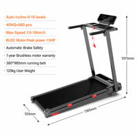 Caminadora Motorizada Plegable YUNPAO Directo de Fábrica, 2.0HP, Equipo de Gimnasio en Casa, Máquina Eléctrica para Correr, Pantalla LED, Capacidad de 120kg