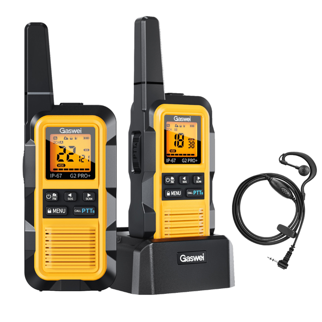 2-Pack Rechargeable 0.5W Walkie Talkies Waterproof with Headphones for Patrol Use