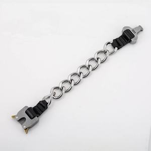 316L Stainless Steel Link <b>Bracelet</b> with <b>Leather</b> Accents Functional Street Style Unisex for Daily Wear and Hip Hop Outfits - Product Image 4