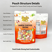 Sachet Doypack Personnalisé Imprimé avec Fenêtre Transparente, Qualité Alimentaire, Refermable avec Fermeture Éclair, pour Emballage de Bonbons et Snacks Lyophilisés