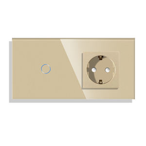 Bingoelec EU標準接地WIFI Tuya 1ギャングガラスパネル壁スマートタッチライトスイッチと壁電源ソケットタイプF - Product Image 1