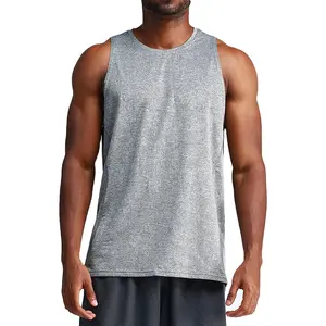 EXW Price 100% Polyester Men's Plus size Tank Tops Mesh Moisture Wicking Vest Loose Breathable Basketball Running Workout Tanks