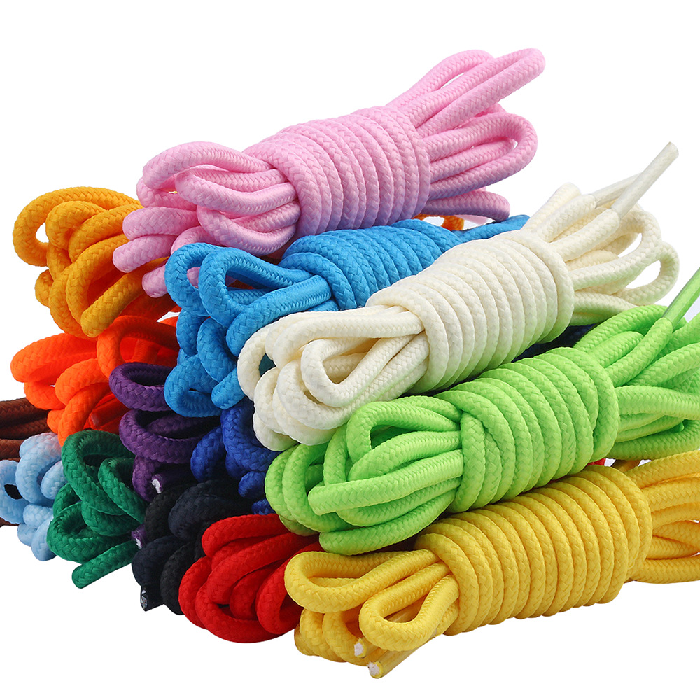 Youki 4mm Custom Polyester White Pink Round Shoelaces for Casual Shoes-Daily Use
