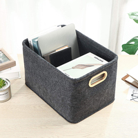 Panier de rangement pliable en feutre tissé, nouveau design, avec poignée et rebord, organisateur pliable pour vêtements de bébé et tri du linge