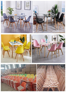 厂家直销热销现代餐厅家具实木腿餐椅米色餐椅塑料椅子批发 - Product Image 6