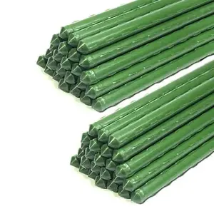 Best Selling Sturdy Steel Core Plastic PE Coated Stake Plant Support Pole Metal Stick Tomatoes Cucumber Climbing Garden Stakes