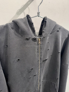 Fabricante de Ropa Urbana de Diseño, Sudaderas con Capucha de Felpa Francesa Gruesa de Algodón para Hombre, Impresión de Logotipo Personalizado, Sudadera Vintage Lavada al Ácido - Product Image 2