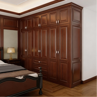 Armoire de chambre sur mesure en bois massif, style européen, avec panneaux surélevés, rangement pour vêtements, emballage en caisse sans dommages