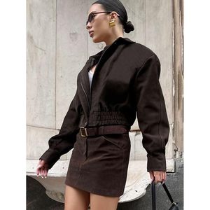 เสื้อแจ็คเก็ตมอเตอร์ไซค์ผู้หญิงแบบสั่งทำพิเศษ ปี 2026 ผ้าหนังกลับเทียม แขนยาว ซิปหน้า กันลม เสื้อนอกสำหรับฤดูใบไม้ร่วง - Product Image 2