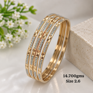 กำไลทองคำ 24K น้ำหนัก 14.70 กรัม กำไลทองทำมือ ดีไซน์สวยงามสำหรับผู้หญิง งานแต่งงาน งานพิธีแบบดั้งเดิม เครื่องประดับอินเดีย - Product Image 3