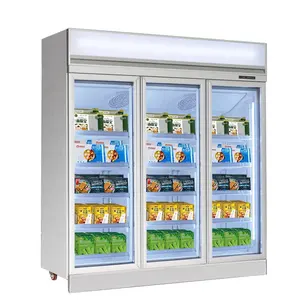 Enfriador giratorio comercial para mesa de helados, Enfriador de gabinete, escaparate, pantalla, puerta de vidrio Vertical, refrigerador para supermercado