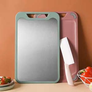 2025 Premium Titane Métal Argent 304 Double Face En Acier Inoxydable <span class=keywords><strong>Planche</strong></span> À Découper Antibactérien Nouvelle Cuisine <span class=keywords><strong>Planche</strong></span> À Découper - Product Image 2