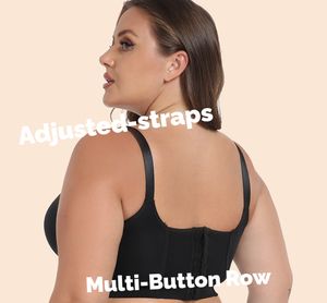 Soutien-gorge à armatures pour gros seins-Aile latérale élargie et push-up et surface satinée et bretelles réglables et taille plus (75- 105BCDEFG) - Product Image 6