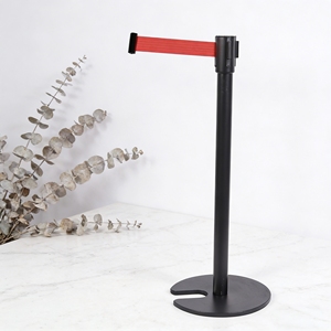 Poteau de contrôle de foule durable à base en U avec sangle rétractable de 2 m, poteau en acier inoxydable et base lestée en fer, poteau de délimitation avec corde - Product Image 6