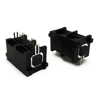 Connecteurs modulaires RJ25 6x6 à ports multiples Coorle Factory Stock 5225, 1x2 6P6C femelle DIP vertical RJ11 pour PCB PBT noir