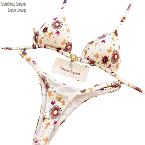 Offre Spéciale ensemble de bikini brésilien sexy pour femmes ensembles de bikini triangle en tissu imprimé de conception maillots de bain personnalisés logo personnalisé en gros - Product Image 1