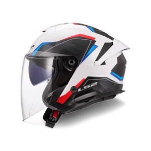 Casco Moto Jet Ls2 Verso II ECE 22.06 in Policarbonato Azzurro Bianco Blu Nero Rosso Taglia L - Product Image 1