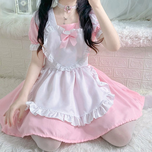 Vestido de Lolita Estilo Maid Rosa y Blanco con Delantal, Disfraz de Cosplay de Anime para Mujer, Juego de Rol, Primavera 2025 - Product Image 2