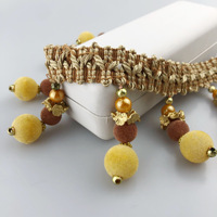 Accessoires textiles pour la maison Boule de perles suspendue multicolore Pendentif en polyester doré Rideau Tassel Fringe Bead Trims