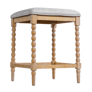 Set di 2 sgabelli da bancone da 26 pollici con struttura in legno massello di acacia e seduta imbottita, sgabelli da bar per cucina - Product Image 6