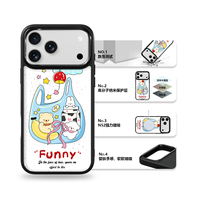 Coque de téléphone AG Feeling Black Edge avec motif petit ours doré pour iPhone 17, 17 Pro Max, 16 Pro, 15, 15 Pro Max – Coque magnétique